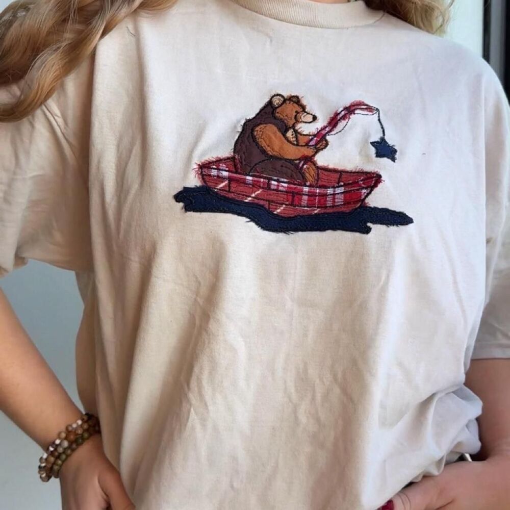 Women's Cream and Tan T-shirt